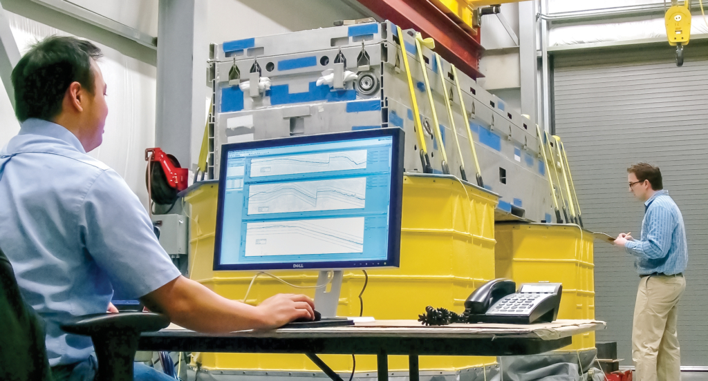Team Corporation Applications Engineers testing a Dual 6DoF vibration test system